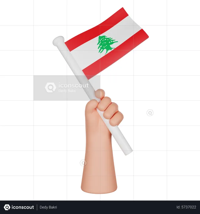Hand Holding a Flag of Lebanon Flag 3D Icon