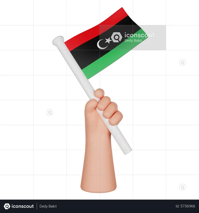 Hand Holding A Flag Of Libya Flag 3D Icon
