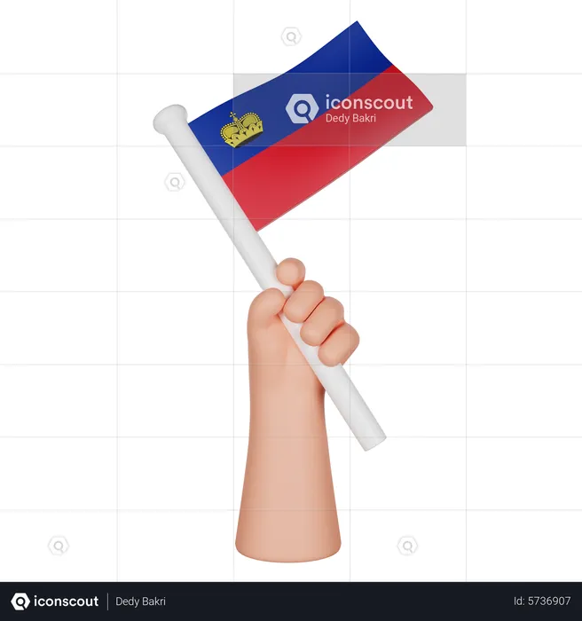 Hand Holding a Flag of Liechtenstein Flag 3D Icon