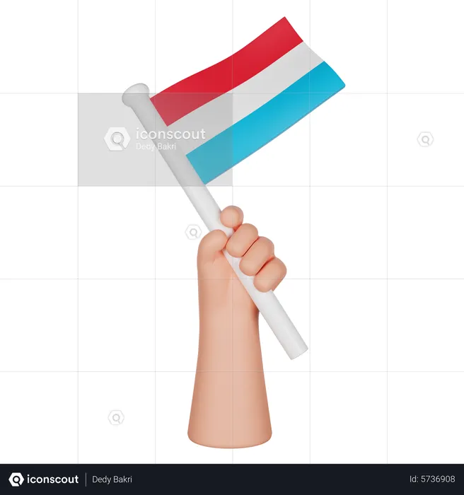 Hand Holding a Flag of Luxembourg Flag 3D Icon