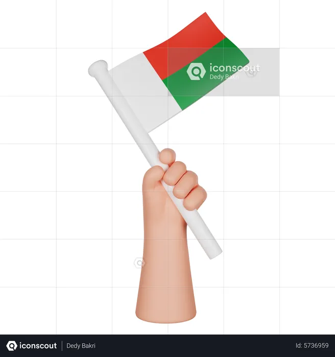 Hand Holding A Flag Of Madagaskar Flag 3D Icon