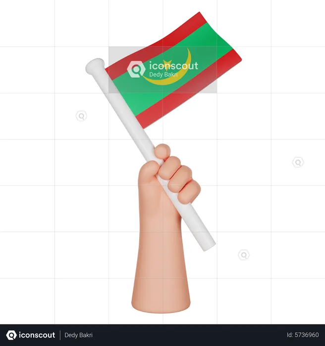 Hand Holding A Flag Of Mauritania Flag 3D Icon