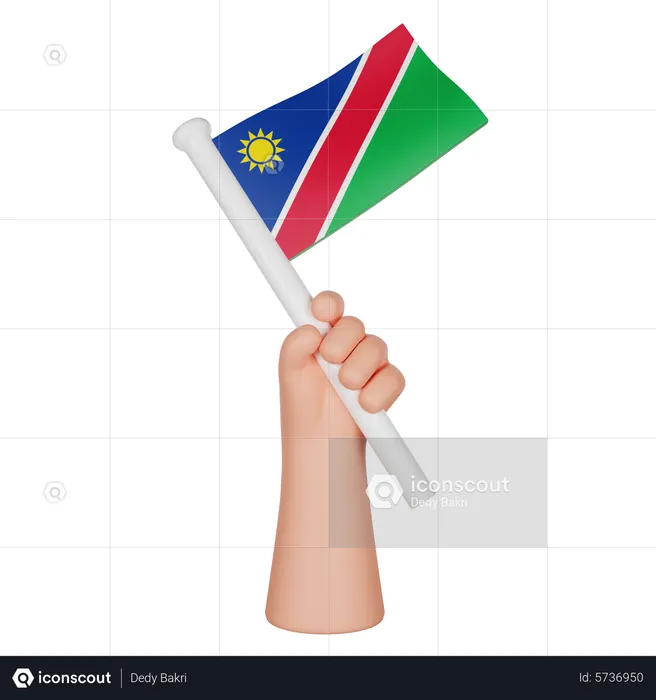 Hand Holding A Flag Of Namibia Flag 3D Icon
