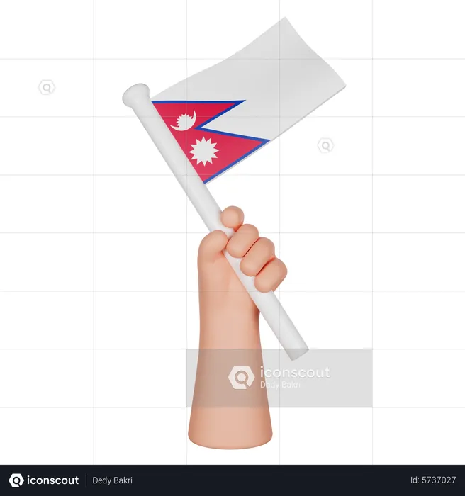 Hand Holding a Flag of Nepal Flag 3D Icon