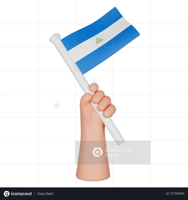 Hand Holding A Flag Of Nicaragua Flag 3D Icon