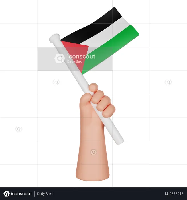 Hand Holding a Flag of Palestine Flag 3D Icon