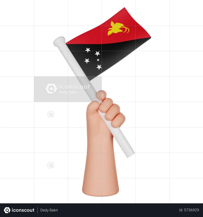 Hand Holding a Flag of Papua New Guinea Flag 3D Icon