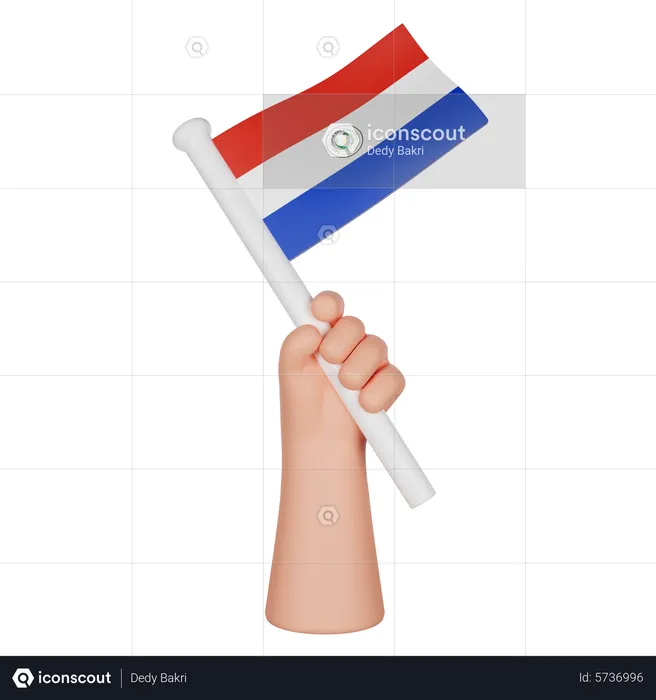 Hand Holding A Flag Of Paraguay Flag 3D Icon