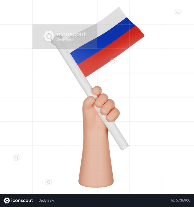 Hand Holding a Flag of Russia Flag 3D Icon