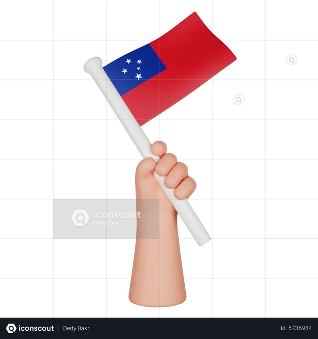 Hand Holding a Flag of Samoa Flag 3D Icon
