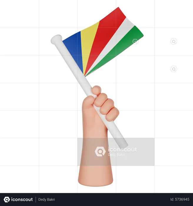 Hand Holding A Flag Of Seychelles Flag 3D Icon
