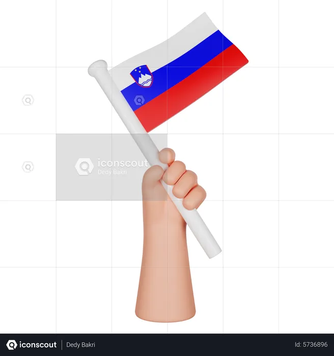 Hand Holding a Flag of Slovenia Flag 3D Icon