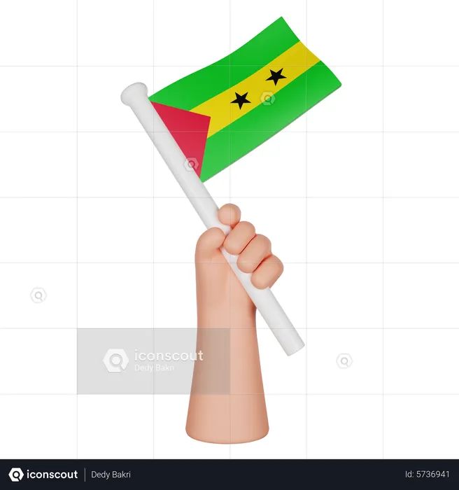 Hand Holding A Flag Of So Tom And Prncipe Flag 3D Icon