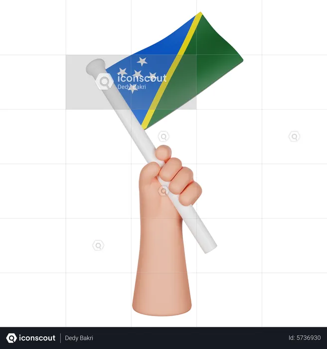 Hand Holding a Flag of Solomon Islands Flag 3D Icon