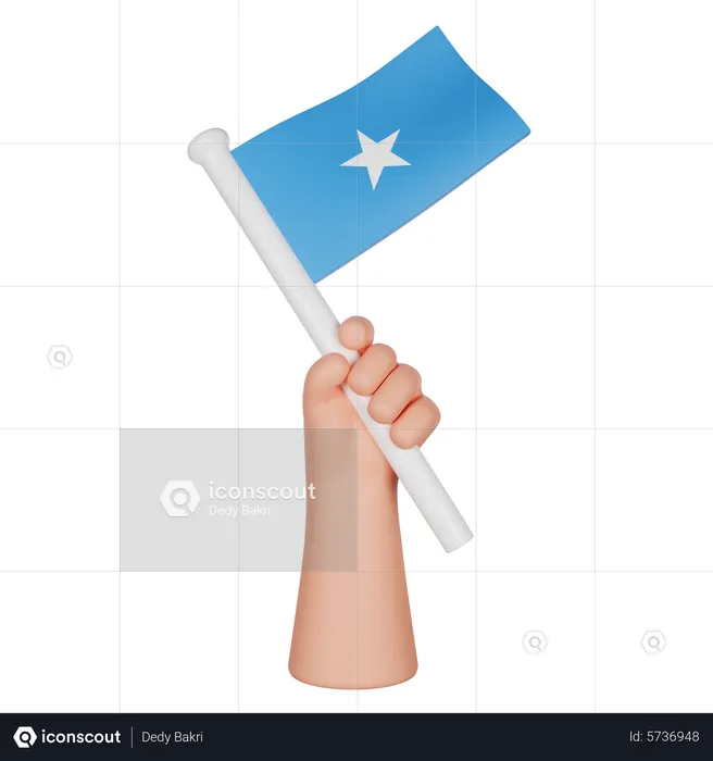 Hand Holding A Flag Of Somalia Flag 3D Icon