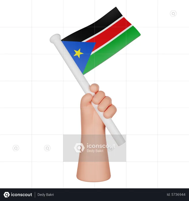 Hand Holding A Flag Of South Sudan Flag 3D Icon