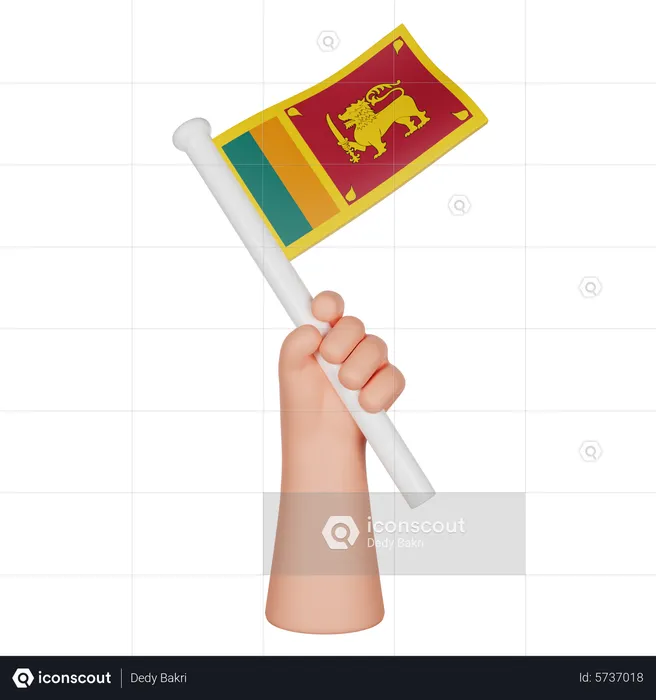 Hand Holding a Flag of Sri Lanka Flag 3D Icon