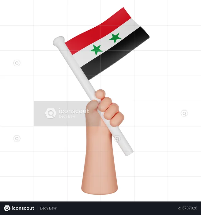 Hand Holding a Flag of Syria Flag 3D Icon