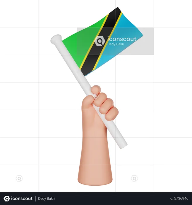 Hand Holding A Flag Of Tanzania Flag 3D Icon