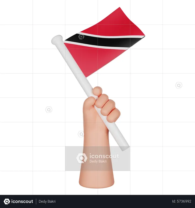 Hand Holding A Flag Of Trinidad And Tobago Flag 3D Icon