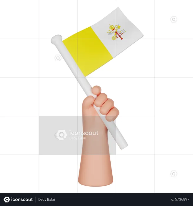 Hand Holding a Flag of Vatican Flag 3D Icon