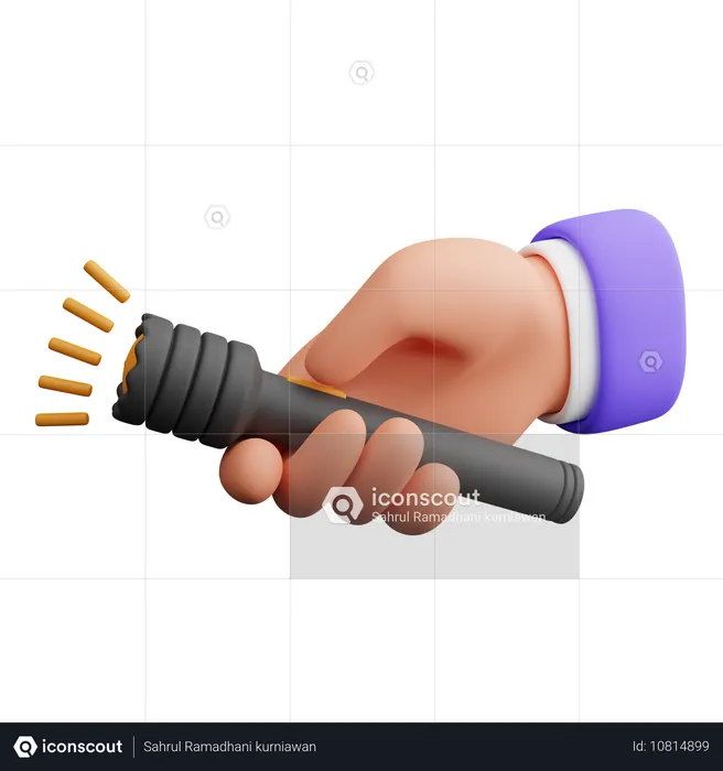 Hand holding a flashlight  3D Icon