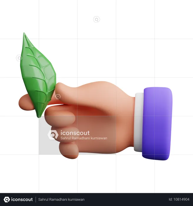 Hand holding a leaf  3D Icon