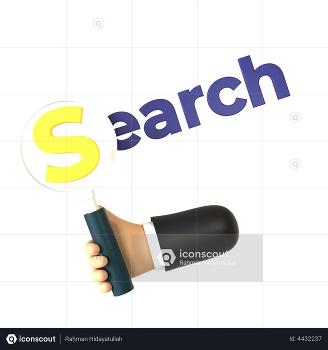 Hand Holding A Magnifying Glass  3D Illustration