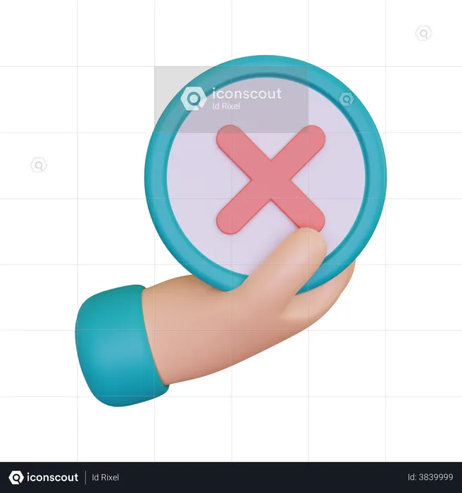 Hand Holding A Rejection Symbol  3D Illustration