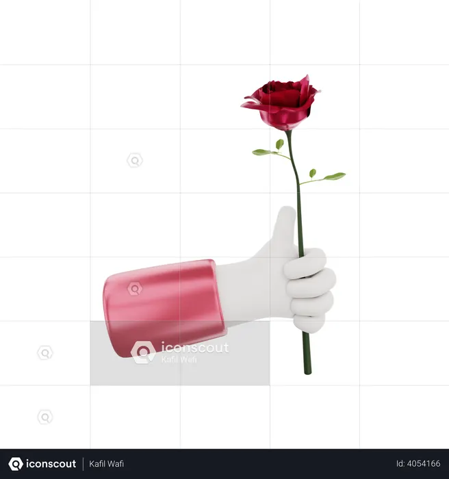 Hand holding a Rose  3D Illustration