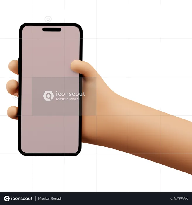 Hand holding a smartphone mockup  3D Icon