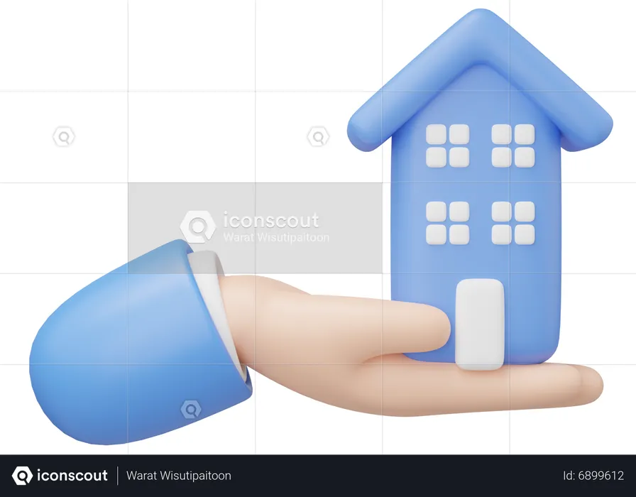 Hand Holding Apartment  3D Icon