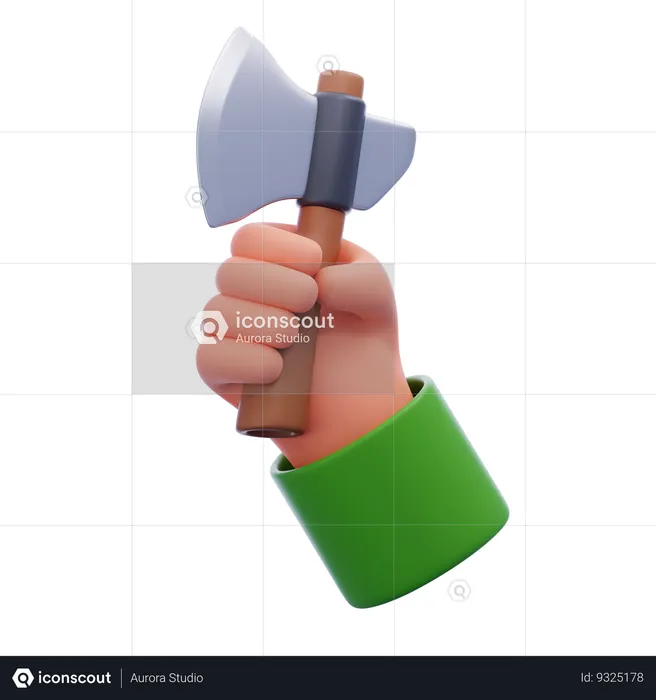 Hand holding axe  3D Icon