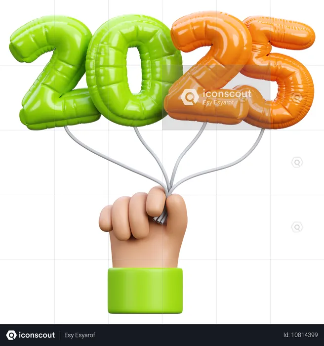 Hand Holding Balloon 2025  3D Icon