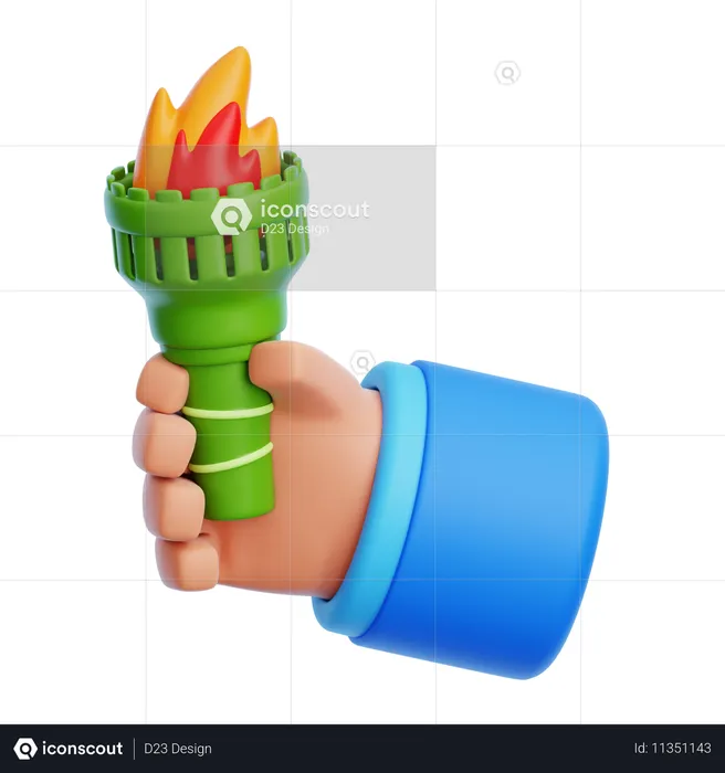 Hand Holding Bamboo Torch  3D Icon