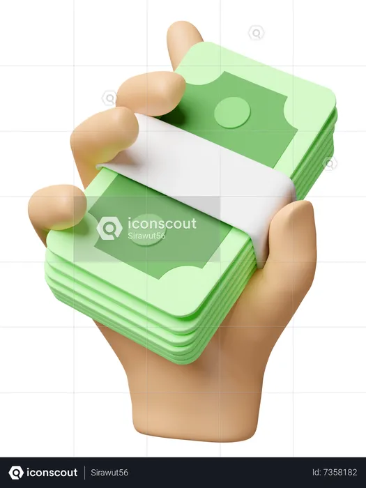 Hand Holding Bank Bundle  3D Icon
