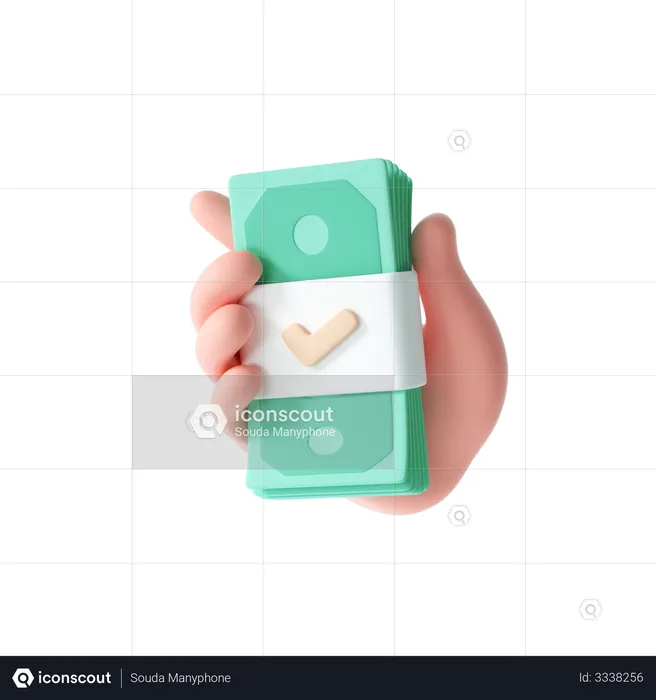 Hand holding bank note  3D Illustration