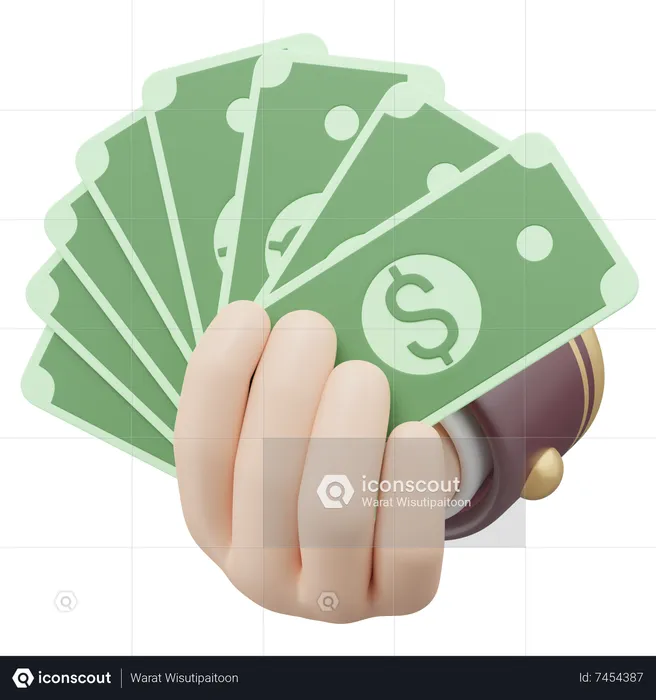 Hand Holding Banknote  3D Icon