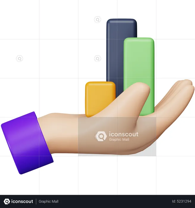 Hand Holding Bar Chart  3D Icon