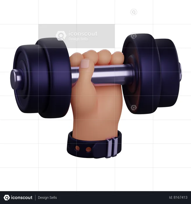 Hand Holding Barbell  3D Icon