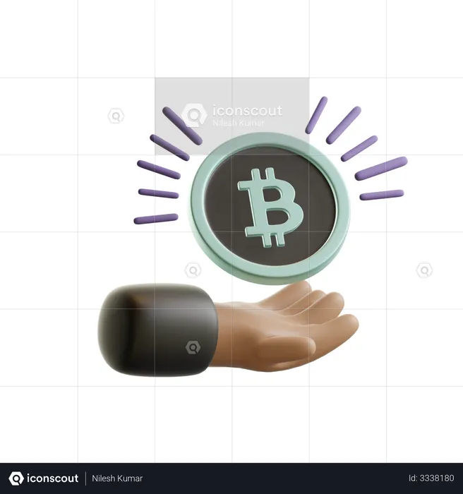 Hand holding bitcoin  3D Illustration