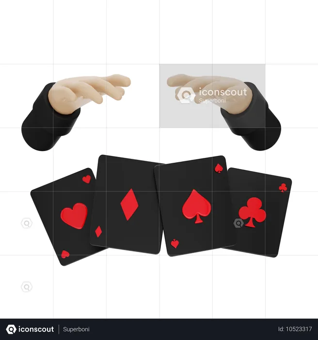 Hand holding black poker card  3D Icon