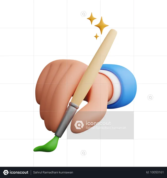 Hand holding brush  3D Icon