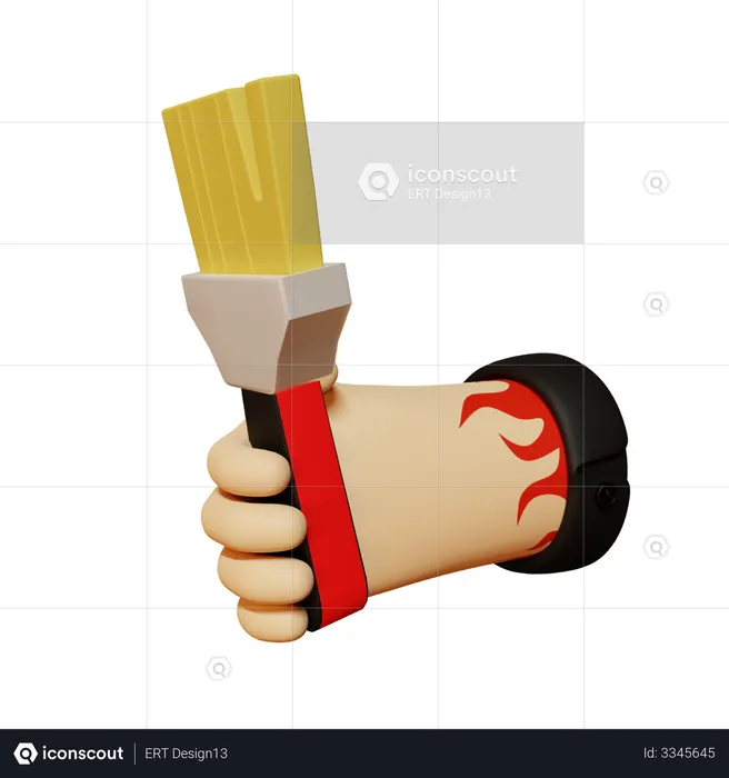 Hand holding brush  3D Illustration