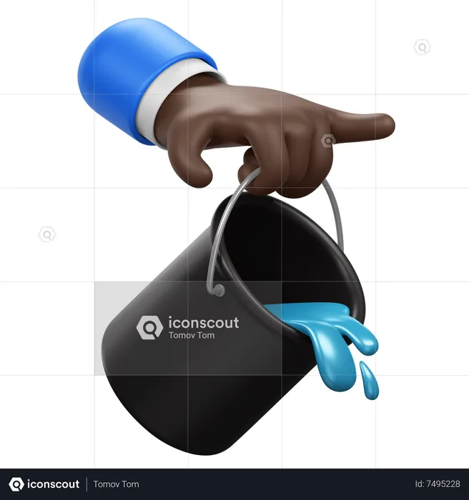 Hand Holding Bucket  3D Icon