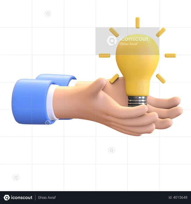 Hand holding bulb lamp  3D Illustration
