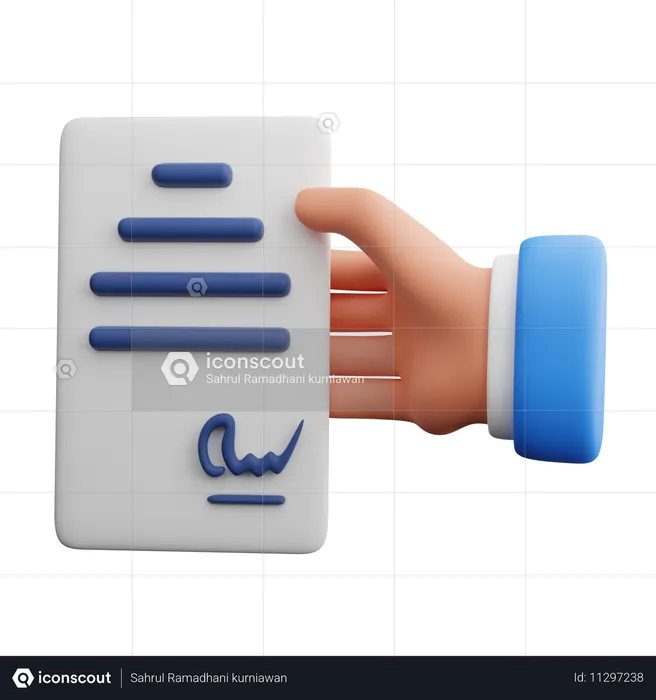 Hand holding Business contract  3D Icon