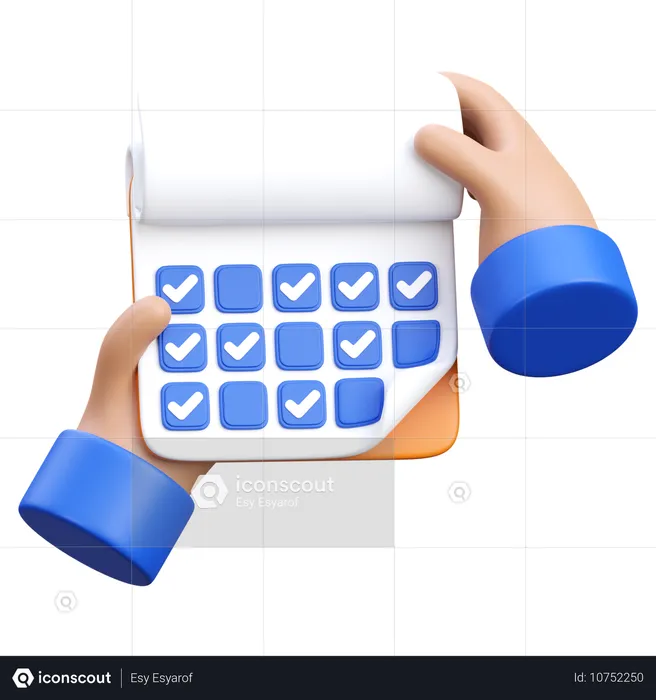 Hand holding calendar  3D Icon