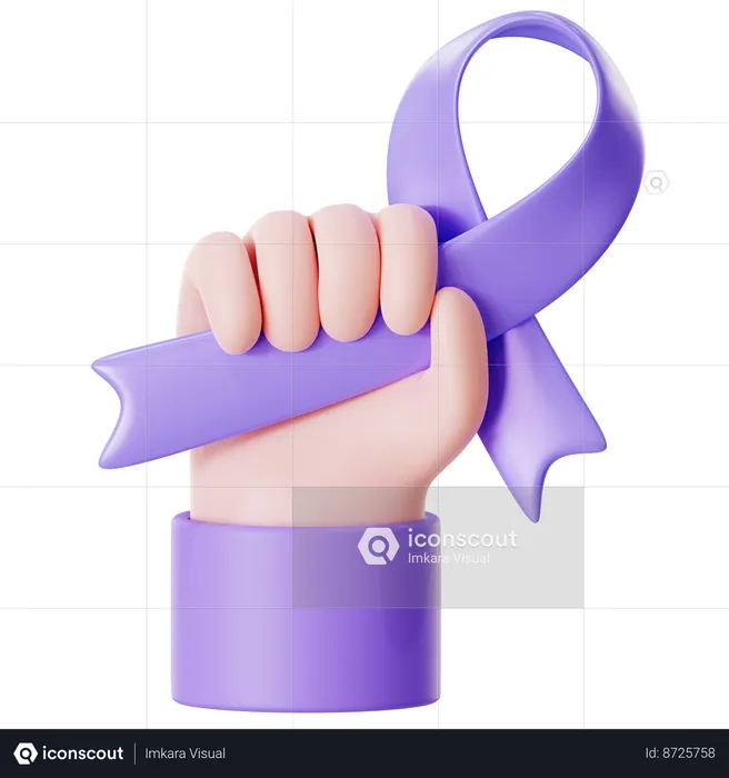Hand Holding cancer ribbon  3D Icon