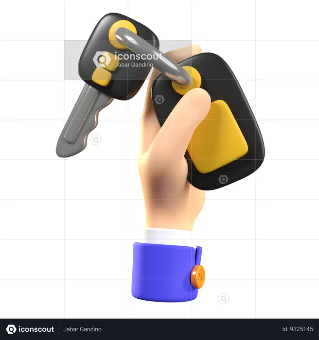 Hand Holding Car Key  3D Icon